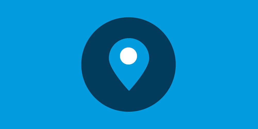 Blue location icon representing location