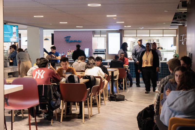 Thurston Dining Hall filled with people eating at tables
