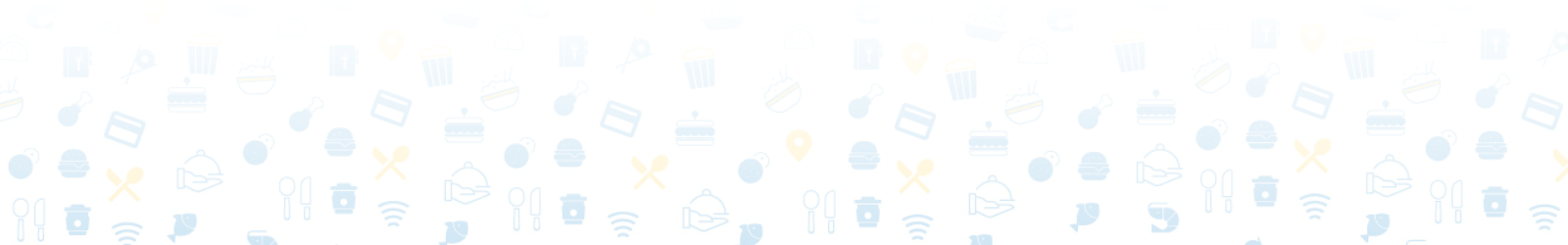 decorative footer featuring icons of different types of food